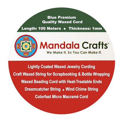 1mm Blue Waxed Cord (327 Foot)