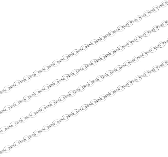 Adabele 5 Feet Authentic 925 Sterling Silver Unfinished 1.2mm (0.05 Inch) Flat Cable Link Chain Thin Small Bulk Hypoallergenic Nickel Free for DIY Craft Jewelry Making SSK-R1