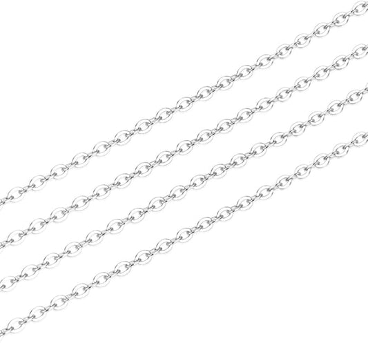 Adabele 5 Feet Authentic 925 Sterling Silver Unfinished 1.2mm (0.05 Inch) Flat Cable Link Chain Thin Small Bulk Hypoallergenic Nickel Free for DIY Craft Jewelry Making SSK-R1