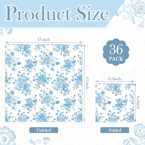 36 Pack 6 Style Light Blue Decoupage Chinoiserie Napkins (36 Count)