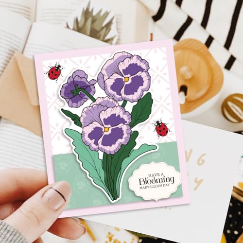 Realistic Pansy Stamps and Dies and Layering Coloring Stencil Set