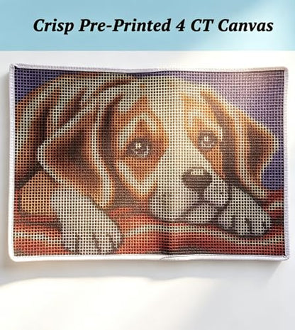 Sleeping Puppy Latch Hook Rug Kit for Adults & Beginners