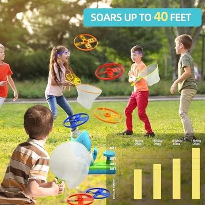 24 PCS Flying Disc Launcher Outdoor Indoor Game Toys Gifts for 3 4 5 6 Year Old Kids (29 Count)