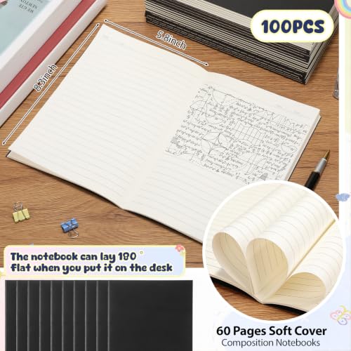100 Pack A5 Composition Notebooks Bulk 5"x8" Notebooks