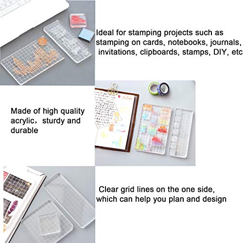 6 Pieces Stamp Blocks Acrylic Clear Stamping Blocks Tools with Grid Lines for Scrapbooking Crafts Making (6 Count)
