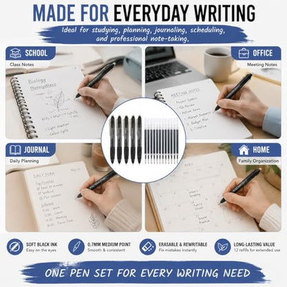 Retractable Clicker Erasable Gel Pens (18 Count)