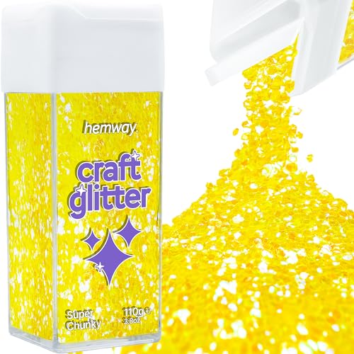 Craft Glitter Shaker Fluorescent Yellow 110g Super Chunky (3.9 Ounce)