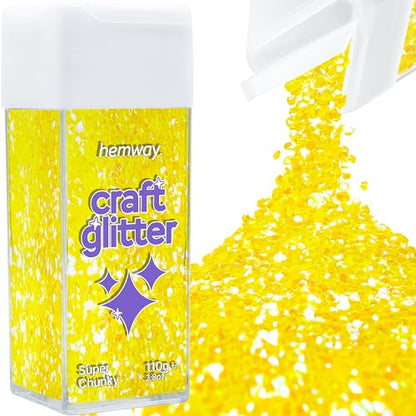 Craft Glitter Shaker Fluorescent Yellow 110g Super Chunky (3.9 Ounce)