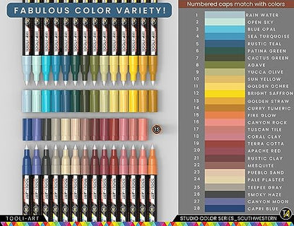 28 Southwestern Colors Acrylic Paint Pens Studio Color Series Markers Set 0.7mm Extra Fine Tip (28 Count)