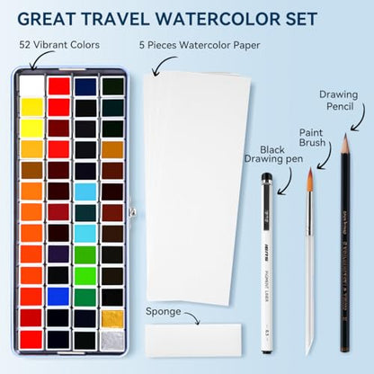 MeiLiang 52 Colors Watercolor Paint Set