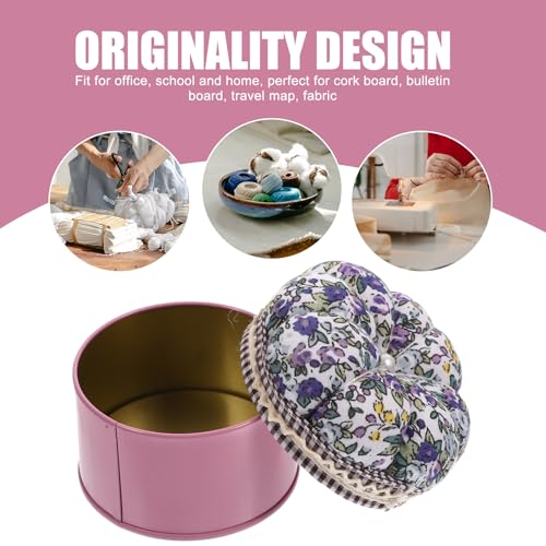 Sewing Pin Cushion Box Ball Head Pin Holder with Storage Box Decorative Needle Cushion for Home Office School DIY Craft 3.34 X 3.34 X 2.95 in