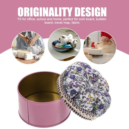 Sewing Pin Cushion Box Ball Head Pin Holder with Storage Box Decorative Needle Cushion for Home Office School DIY Craft 3.34 X 3.34 X 2.95 in