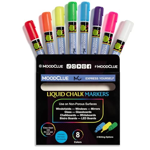 10mm JUMBO Tip Liquid Chalk Drawing Markers for Car Windows (8 Count)