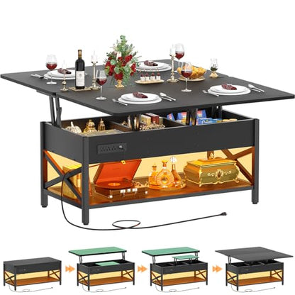 Lift Top Coffee Table with LED Light