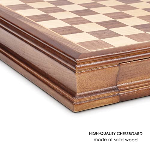 12.8" x 12.8" Magnetic Wooden Chess Set with 2 Built