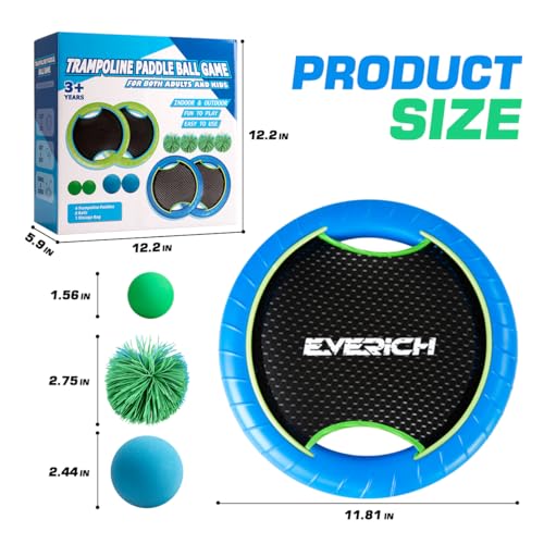 Bouncy Paddle Ball Game for Kids with 4 EVA Foam Trampoline Paddles and 8 Balls (2 Count)