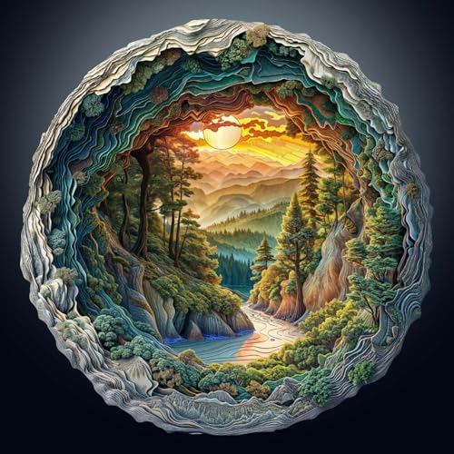 Wooden Puzzles for Adults Cave Forest Jigsaw 17.3 * 17.2in (505 Count)