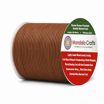 2mm Russet Brown Waxed Cord