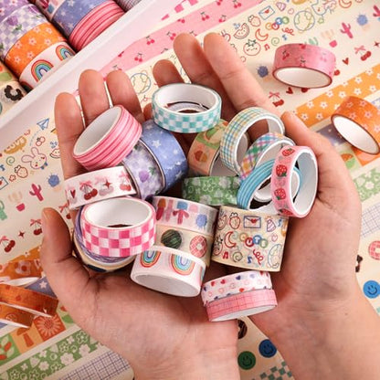 32 Rolls Colorful Cute Floral Writable Washi Tape Set (32 Count)