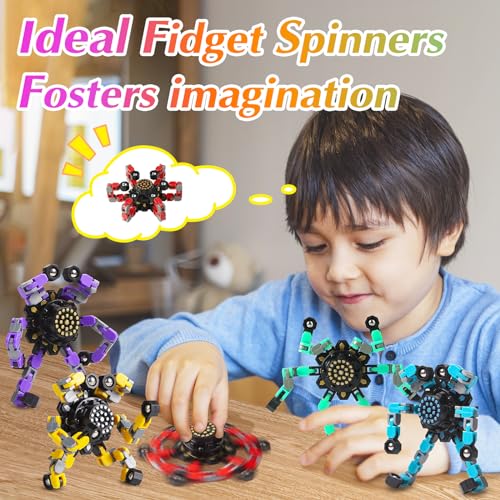 5 Pcs Transformable Fidget Spinners Toys for Kids and Adults (5 Count)