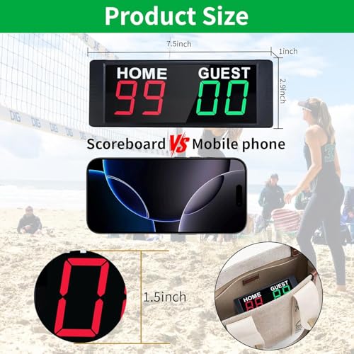 Portable Electronic Scoreboard with 2 Button Control
