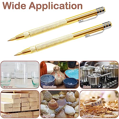 2 Pcs Tungsten Carbide Tip Scriber With 12 Replacement Marking Tip
