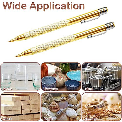2 Pcs Tungsten Carbide Tip Scriber With 12 Replacement Marking Tip