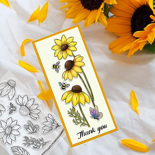 Daisy Flower Stamps and Dies and Layering Coloring Stencil Set (3 Count)