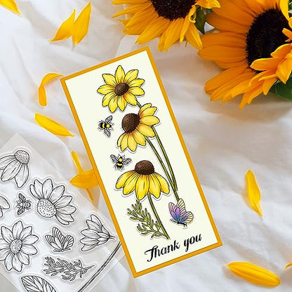 Daisy Flower Stamps and Dies and Layering Coloring Stencil Set (3 Count)