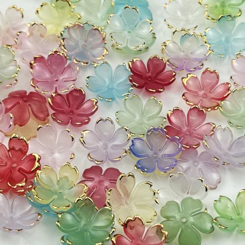 100pcs Acrylic Flower Beads (100 Count)