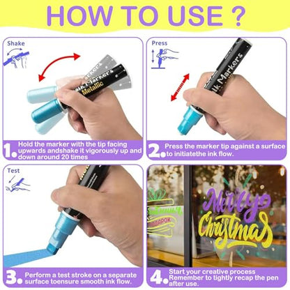 Window Chalk Markers for Cars Glass Washable
