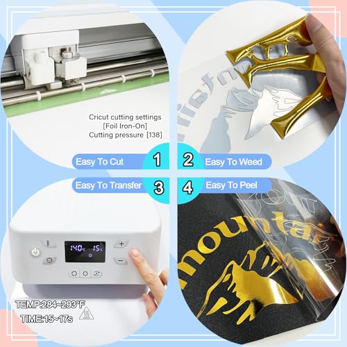 Metallic Silver Foil Heat Transfer Vinyl 12Inch*6Ft Bundle Chrome HTV in Vibrant Colors for Stunning T