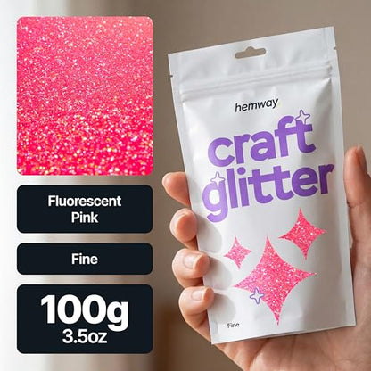Craft Glitter Fluorescent Pink 100g Fine Glitter (3.53 Ounce)