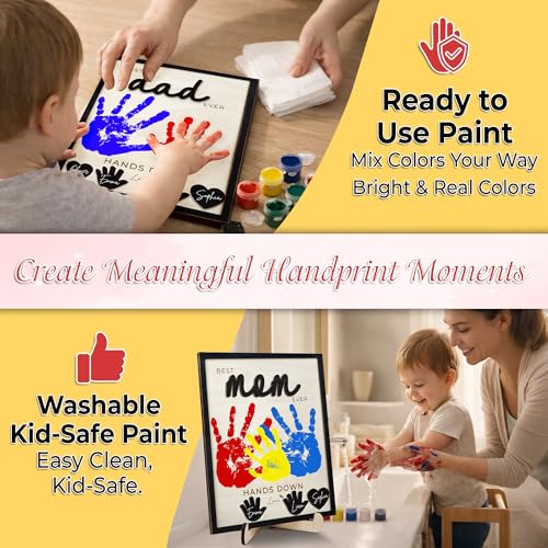 10" Hands Down Best Mom Ever Sign DIY Kids Gifts For Mom Handprint Kit with Acrylic Paints