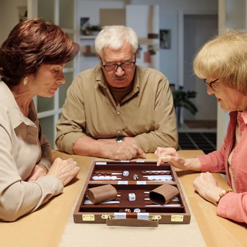 Backgammon Set 2 Players Classic Backgammon Sets for Adults Board Game with PU Leather Case Portable and Travel Backgammon Set
