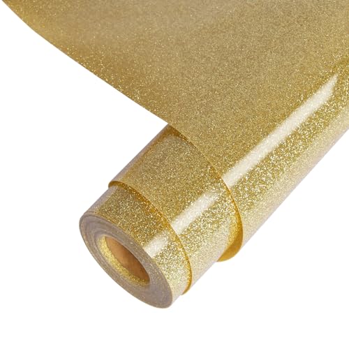 Champagne Glitter HTV Heat Transfer Vinyl Roll 12 inch x 20 ft Sparkly Iron on Vinyl for T Shirts Crafts Bulk