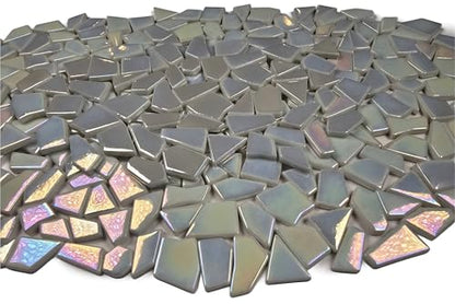 Irregular Glass Mosaic Tiles Bulk 500g Glossy and Iridescent Mosaic Glass Tiles for DIY Projects and Arts and Crafts Solid Colors and Mixes (263 Count)