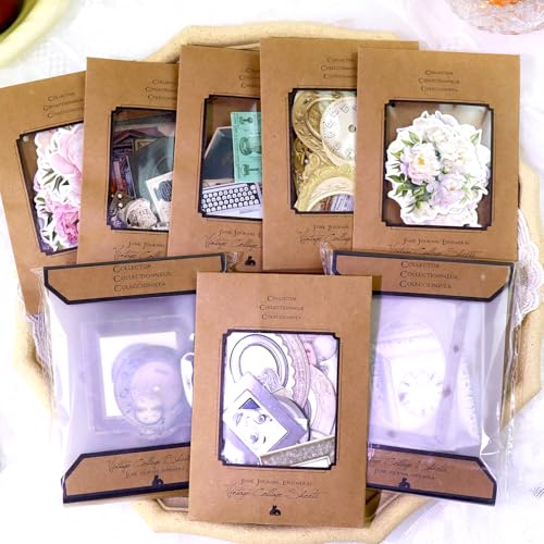 Vintage Junk Journal Items Kit Pre Cut Paper Cards Cutout Cardstock Art Aesthetic Decor Hollow Out Craft Elements Small Embellishments Supplies for Adults Scrapbook Pack