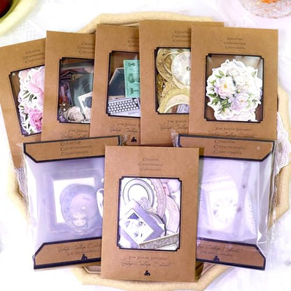 Vintage Junk Journal Items Kit Pre Cut Paper Cards Cutout Cardstock Art Aesthetic Decor Hollow Out Craft Elements Small Embellishments Supplies for Adults Scrapbook Pack