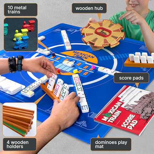 Mexican Train Dominoes Set with 4 Holders