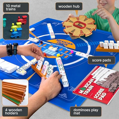 Mexican Train Dominoes Set with 4 Holders