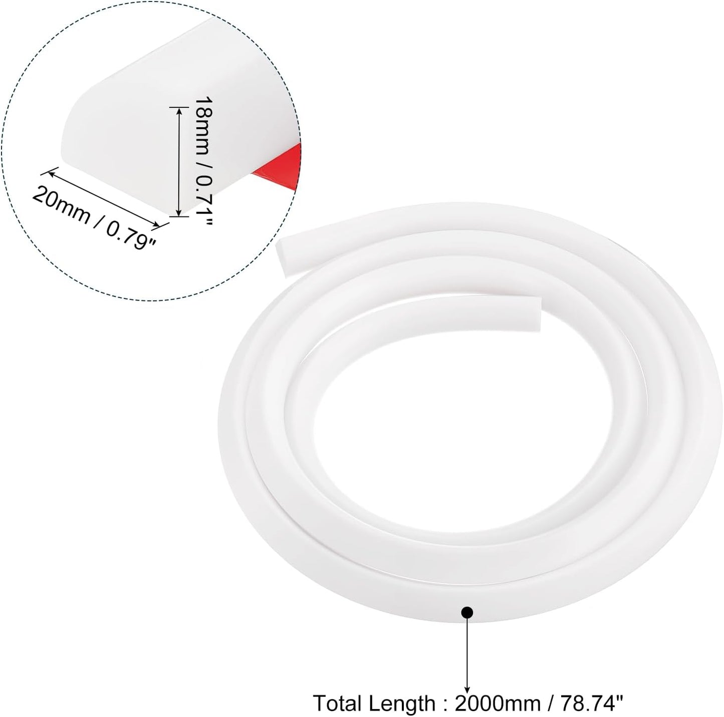 uxcell Flexible Molding Trim, 79 Inch Flexible Quarter Round Molding Silicone Peel and Stick Trim Self Adhesive Shower Water Barrier for Corner Decor Bathroom Kitchen, White