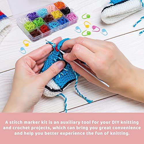 300Pcs Stitch Markers 15 Color Crochet Stitch Markers for Crocheting (300 Count)