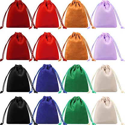 16 Pcs Mini Dice Bags Bulk 8 Colors Suede Velvet Gift Bags 4x3 Inch (16 Count)