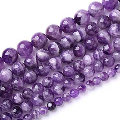 Natural Purple Dream Lace Amethysts Beads Crystal Round Loose Beads for Jewelry Making 10mm 38PCS 1 Strand 15" (16 Count)