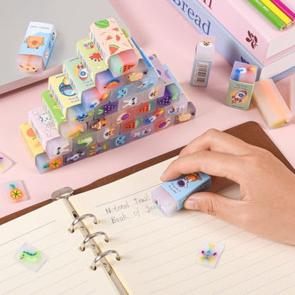 100 Piece Kawaii Cute Animal Pencil Eraser for Kids (100 Count)