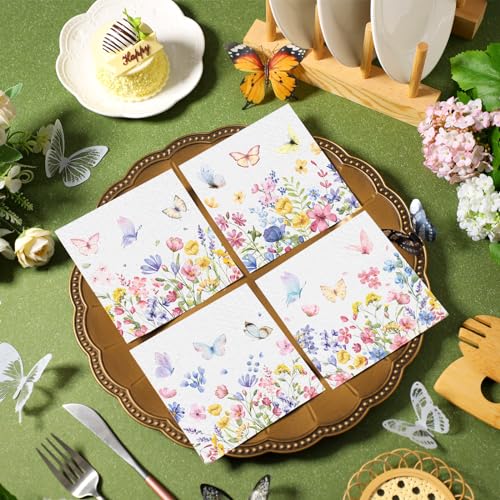 200 Pieces Summer Floral Cocktail Napkins 2