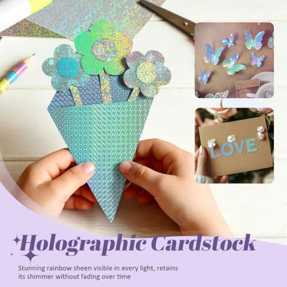 24 Sheets Holographic Cardstock 8.5 x 11 Inch (24 Count)