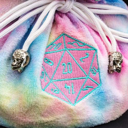 Large DND Dice Bag with Pockets Rainbow Storage Bag for D&D RPG Game (21 Ounce)