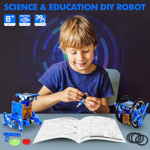 STEM 13-in-1 Education Solar Power Robots Toys for Boys Age 8+ , Educational Toy DIY Science Kits for Kids, Building Experiment Robotics Set Birthday Gifts for 8+ years old boys and girls . (13 Count)